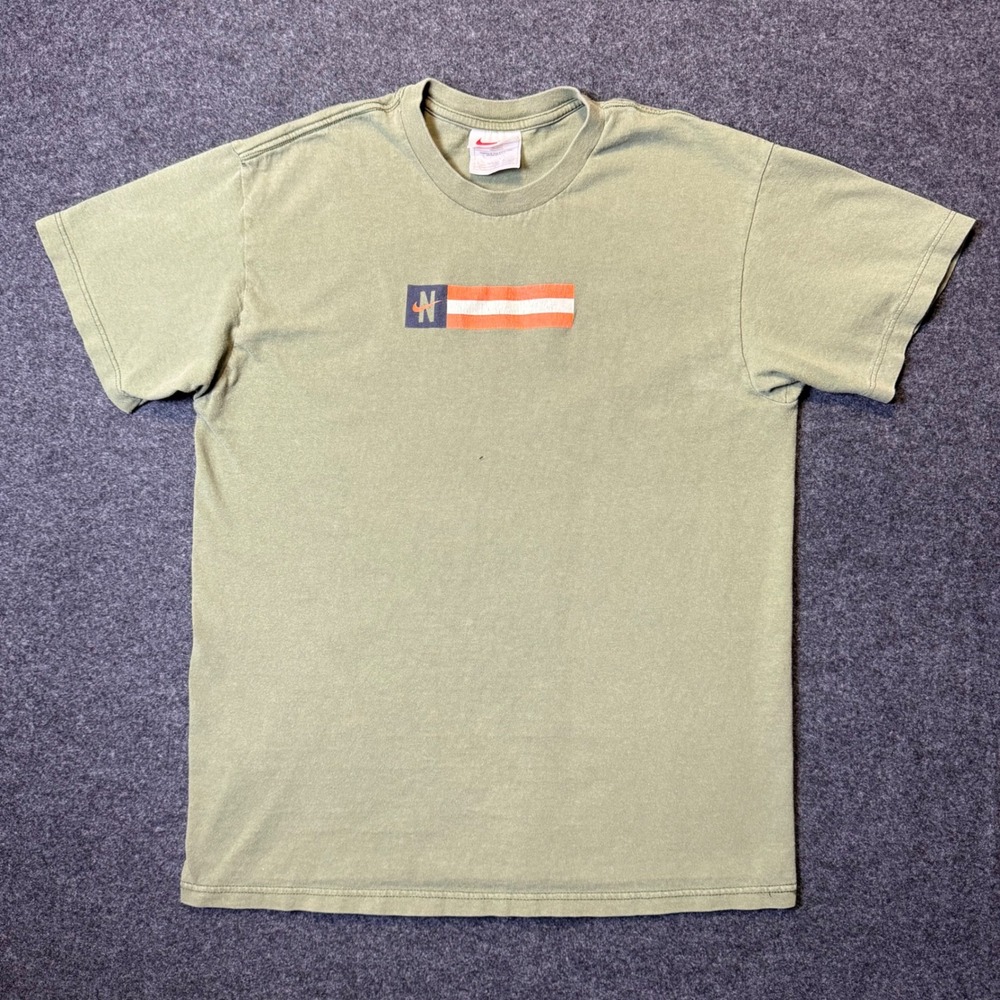 Vintage 90s Nike T-Shirt Mens L Green Made in USA Graphic Tee Short Sleeve